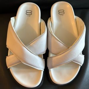 8 by Yoox white leather slides - Sz 10